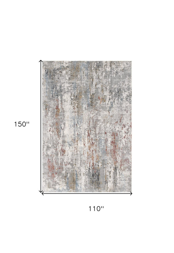 HomeRoots 9' X 12' Gray Abstract Area Rug - Washable, Non-Skid, Family-Friendly Design for Modern Spaces 528843