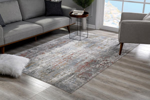 HomeRoots 9' X 12' Gray Abstract Area Rug - Washable, Non-Skid, Family-Friendly Design for Modern Spaces 528843