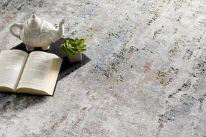HomeRoots 9' X 12' Gray Abstract Area Rug - Washable, Non-Skid, Family-Friendly Design for Modern Spaces 528843