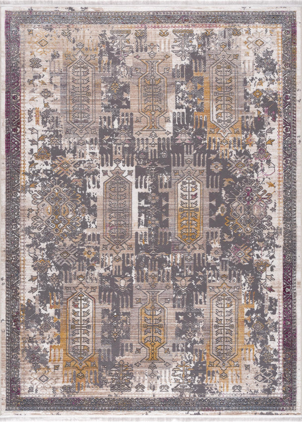 Homeroots 9' X 12' Gray And Ivory Oriental Power Loom Washable Non Skid Area Rug  Cotton Blend 528844