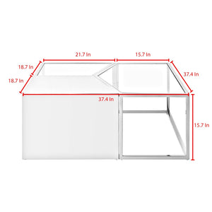 HomeRoots Set of Three 37" Clear Glass Mirrored Bunching Coffee Tables for a Modern Living Space Upgrade Gold 528845