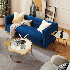 HomeRoots 32" Round Mirrored Coffee Table with Elegant Glass Top and Sturdy Stainless Steel Frame for Modern Spaces Gold 528847