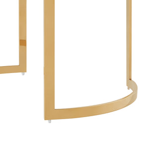 Homeroots 32" Gold Glass And Stainless Steel Round Mirrored Coffee Table Gold  528847