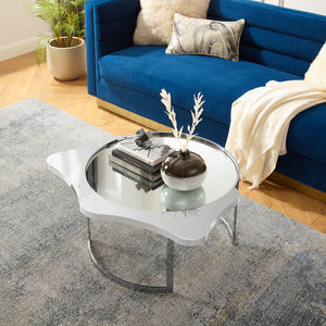 Homeroots 32" Silver Glass And Stainless Steel Round Mirrored Coffee Table Chrome  528848