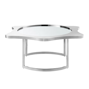 Homeroots 32" Silver Glass And Stainless Steel Round Mirrored Coffee Table Chrome  528848