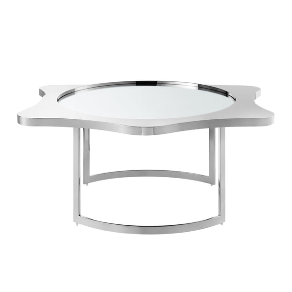 Homeroots 32" Silver Glass And Stainless Steel Round Mirrored Coffee Table Chrome  528848