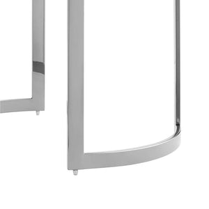 Homeroots 32" Silver Glass And Stainless Steel Round Mirrored Coffee Table Chrome  528848