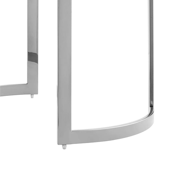 Homeroots 32" Silver Glass And Stainless Steel Round Mirrored Coffee Table Chrome  528848