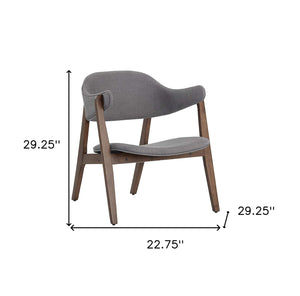 Homeroots 23" Dark Gray And Brown Upholstered Blend Curved Back Accent Chair   528851