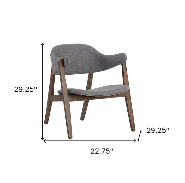 Homeroots 23" Dark Gray And Brown Upholstered Blend Curved Back Accent Chair   528851