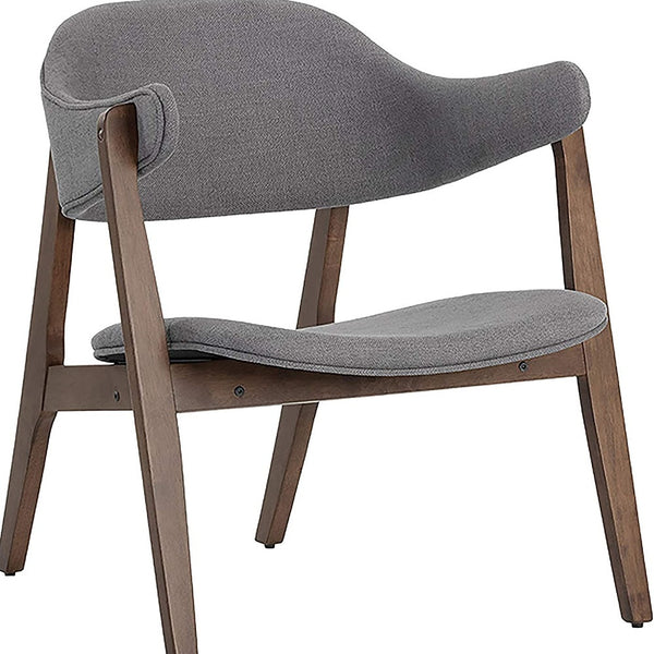 Homeroots 23" Dark Gray And Brown Upholstered Blend Curved Back Accent Chair   528851