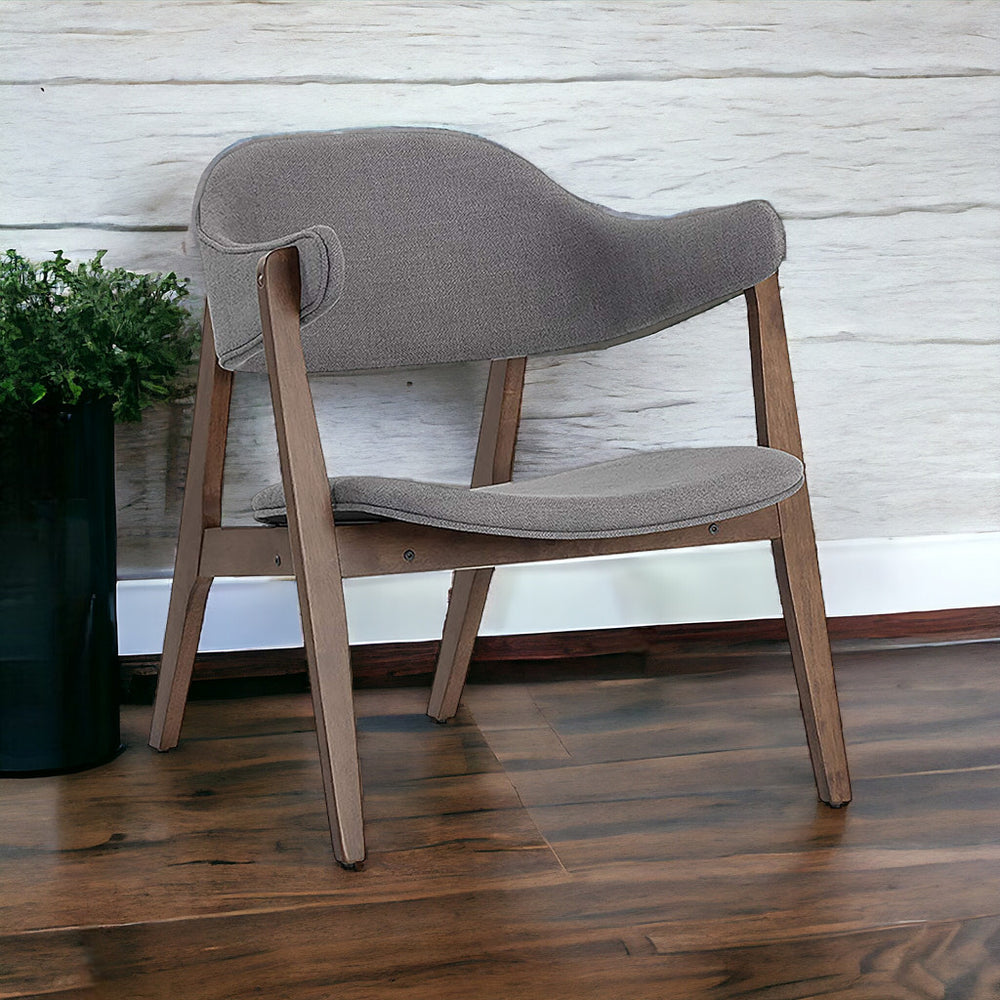 Homeroots 23" Dark Gray And Brown Upholstered Blend Curved Back Accent Chair   528851