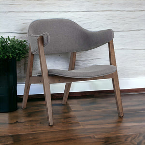 Homeroots 23" Dark Gray And Brown Upholstered Blend Curved Back Accent Chair   528851