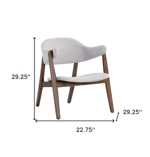 Homeroots 23" Light Gray And Brown Upholstered Blend Curved Back Accent Chair   528852