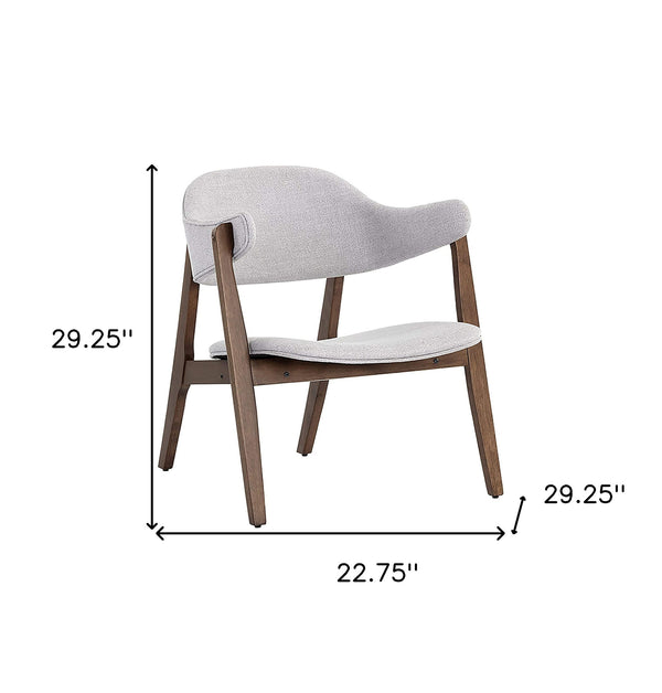 Homeroots 23" Light Gray And Brown Upholstered Blend Curved Back Accent Chair   528852