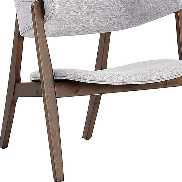 Homeroots 23" Light Gray And Brown Upholstered Blend Curved Back Accent Chair   528852