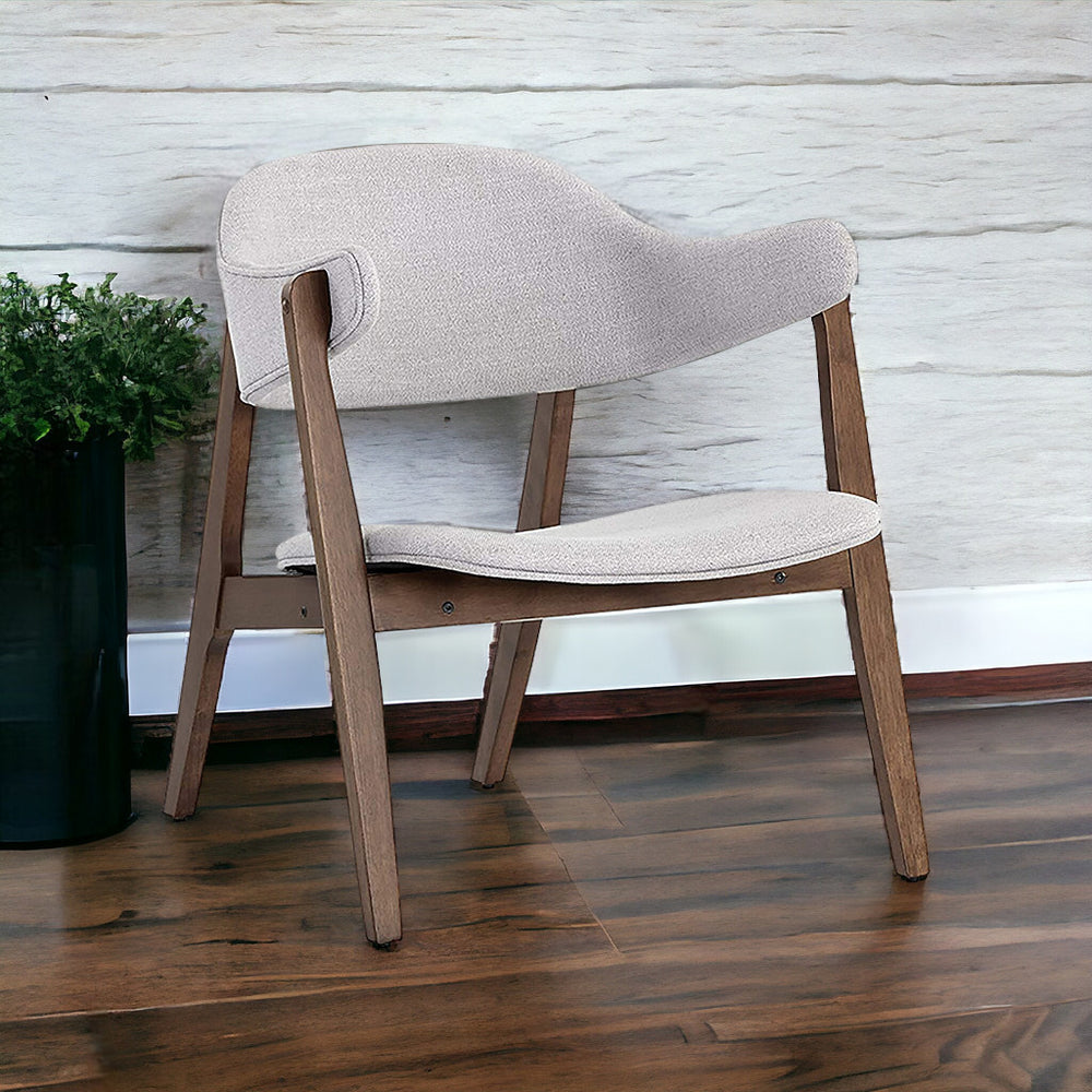 Homeroots 23" Light Gray And Brown Upholstered Blend Curved Back Accent Chair   528852