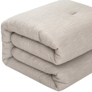 Homeroots Beige Queen 100% Cotton 140 Thread Count Washable Down Comforter Set Beige,Full,Queen Cotton 528866