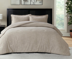 Homeroots Beige Queen 100% Cotton 140 Thread Count Washable Down Comforter Set Beige,Full,Queen Cotton 528866