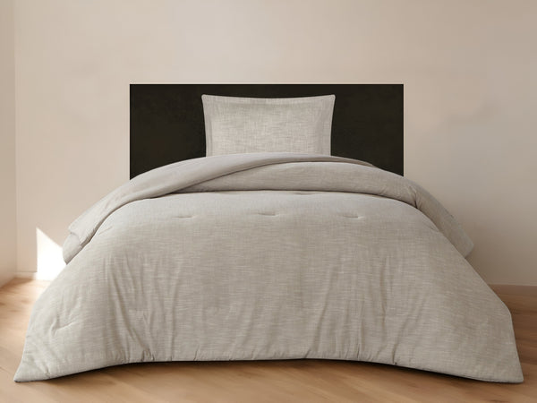 Homeroots Beige Twin 100% Cotton 140 Thread Count Washable Down Comforter Set Beige,Twin,Twin Xl Cotton 528867