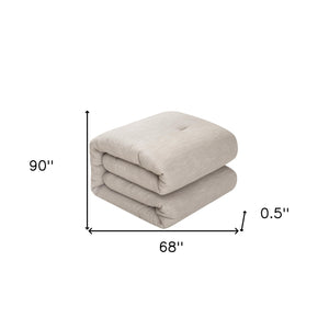 Homeroots Beige Twin 100% Cotton 140 Thread Count Washable Down Comforter Set Beige,Twin,Twin Xl Cotton 528867