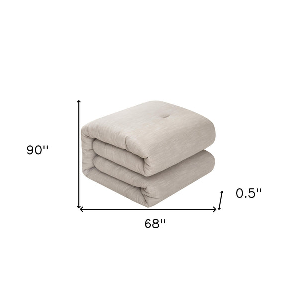 Homeroots Beige Twin 100% Cotton 140 Thread Count Washable Down Comforter Set Beige,Twin,Twin Xl Cotton 528867
