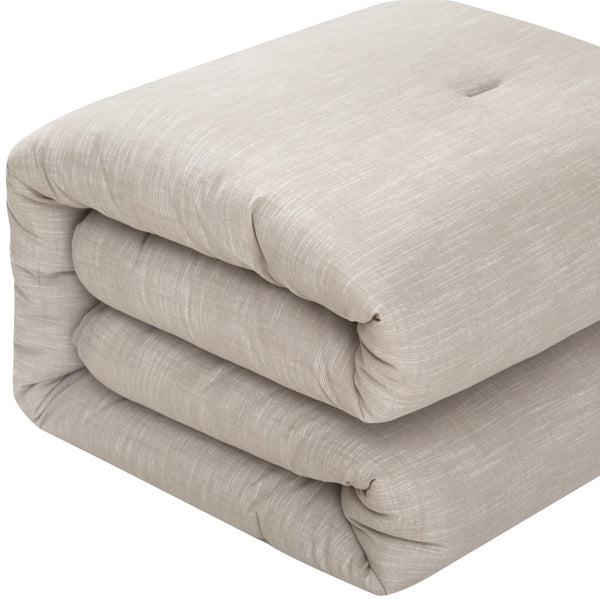 Homeroots Beige Twin 100% Cotton 140 Thread Count Washable Down Comforter Set Beige,Twin,Twin Xl Cotton 528867