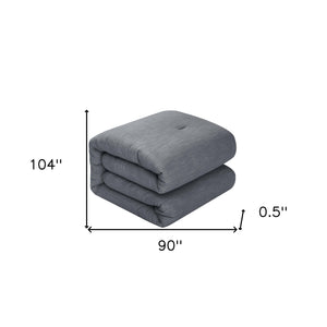 Homeroots Denim Blue King 100% Cotton 140 Thread Count Washable Down Comforter Set Denim,King,California King Cotton 528868