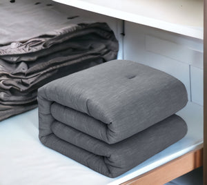 Homeroots Denim Blue King 100% Cotton 140 Thread Count Washable Down Comforter Set Denim,King,California King Cotton 528868