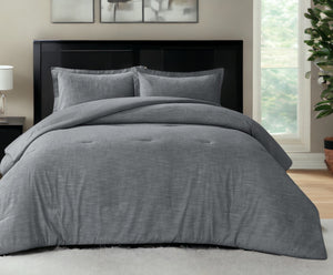 Homeroots Denim Blue Queen 100% Cotton 140 Thread Count Washable Down Comforter Set Denim,Full,Queen Cotton 528869