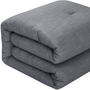 Homeroots Denim Blue Queen 100% Cotton 140 Thread Count Washable Down Comforter Set Denim,Full,Queen Cotton 528869