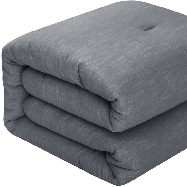 Homeroots Denim Blue Queen 100% Cotton 140 Thread Count Washable Down Comforter Set Denim,Full,Queen Cotton 528869