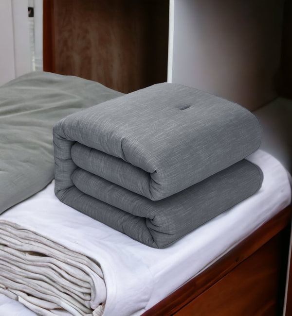 Homeroots Denim Blue Queen 100% Cotton 140 Thread Count Washable Down Comforter Set Denim,Full,Queen Cotton 528869