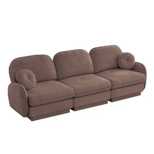 English Elm 105"chenille Cloud Sofa Quilted Plush Three Seater with Deep Cushions for Living Room Rose Dust W714S01777