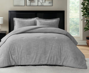 Homeroots Gray Queen 100% Cotton 140 Thread Count Washable Down Comforter Set Grey,Full,Queen Cotton 528872