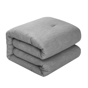 Homeroots Gray Queen 100% Cotton 140 Thread Count Washable Down Comforter Set Grey,Full,Queen Cotton 528872