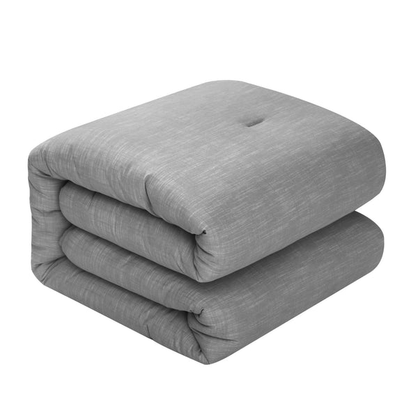 Homeroots Gray Queen 100% Cotton 140 Thread Count Washable Down Comforter Set Grey,Full,Queen Cotton 528872