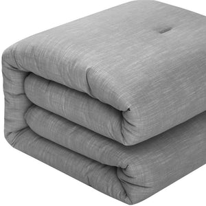 Homeroots Gray Queen 100% Cotton 140 Thread Count Washable Down Comforter Set Grey,Full,Queen Cotton 528872