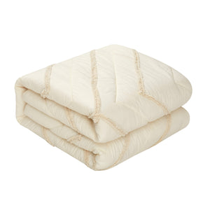 Homeroots Beige King 100% Cotton 220 Thread Count Washable Down Comforter Set Beige,King,California King Cotton 528874