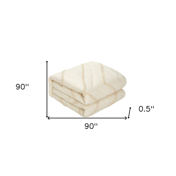 Homeroots Beige Queen 100% Cotton 220 Thread Count Washable Down Comforter Set Beige,Full,Queen Cotton 528875