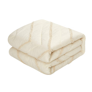 Homeroots Beige Queen 100% Cotton 220 Thread Count Washable Down Comforter Set Beige,Full,Queen Cotton 528875