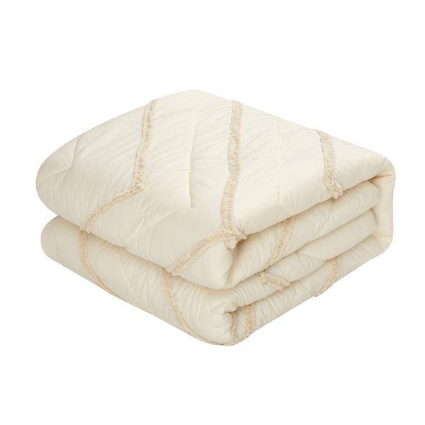 Homeroots Beige Queen 100% Cotton 220 Thread Count Washable Down Comforter Set Beige,Full,Queen Cotton 528875