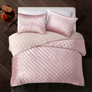 Homeroots Blush Queen Polyester 220 Thread Count Washable Down Comforter Set Blush,Full,Queen Velvet 528877
