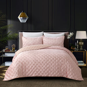 Homeroots Blush Twin Polyester 220 Thread Count Washable Down Comforter Set Blush,Twin,Twin Xl Velvet 528878