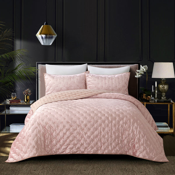 Homeroots Blush Twin Polyester 220 Thread Count Washable Down Comforter Set Blush,Twin,Twin Xl Velvet 528878