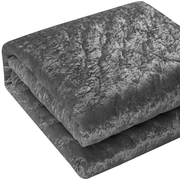 Homeroots Gray Queen Polyester 220 Thread Count Washable Down Comforter Set Grey,Full,Queen Velvet 528880