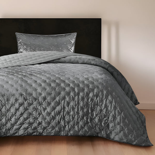 Homeroots Gray Twin Polyester 220 Thread Count Washable Down Comforter Set Grey,Twin,Twin Xl Velvet 528881