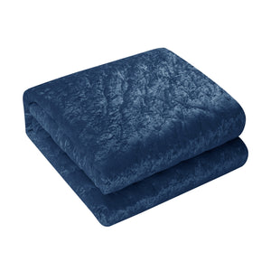 Homeroots Navy Blue King Polyester 220 Thread Count Washable Down Comforter Set Navy,King,California King Velvet 528882