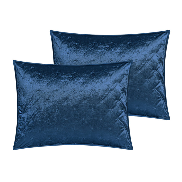 Homeroots Navy Blue Queen Polyester 220 Thread Count Washable Down Comforter Set Navy,Full,Queen Velvet 528883