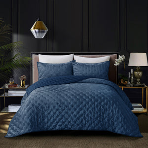 Homeroots Navy Blue Twin Polyester 220 Thread Count Washable Down Comforter Set Navy,Twin,Twin Xl Velvet 528884